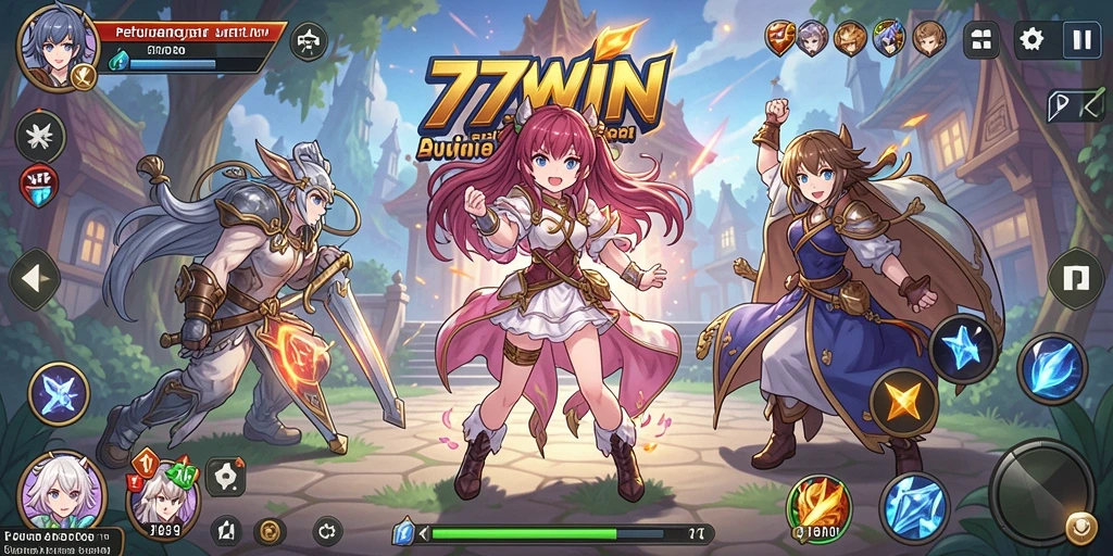 Tampilan dinamis gameplay Anime di 77WIN dengan karakter menarik.