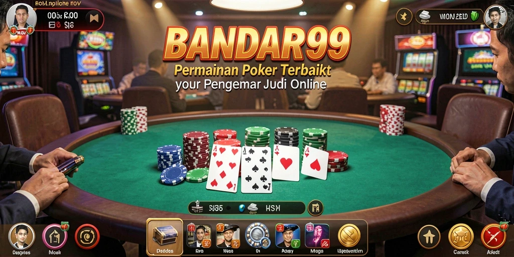 Tampilan gameplay poker yang mendebarkan di BANDAR99.