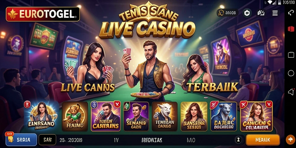 Screenshot gameplay <strong>EUROTOGEL</strong> dengan dealer langsung di meja permainan.