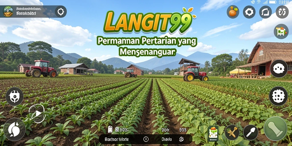 Tampilan gameplay seru di LANGIT99 dengan berbagai aktivitas pertanian.