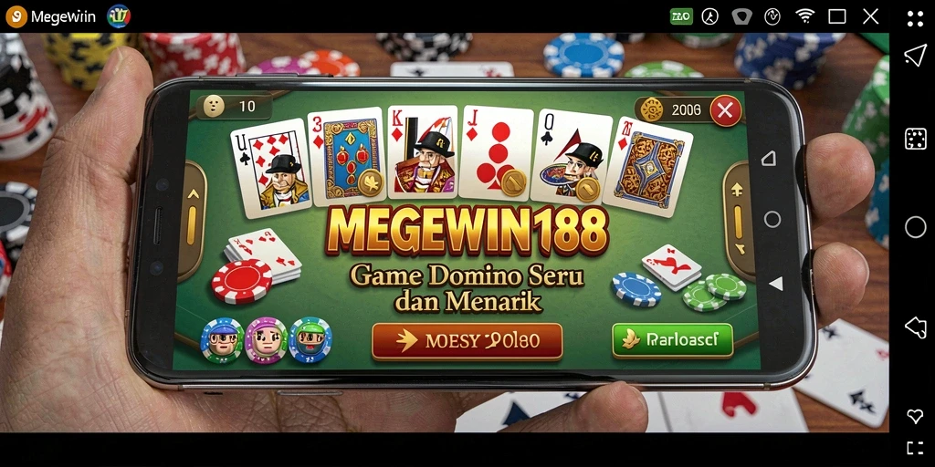 Tampilan gameplay seru dalam MEGEWIN188 dengan suasana Domino yang kental.