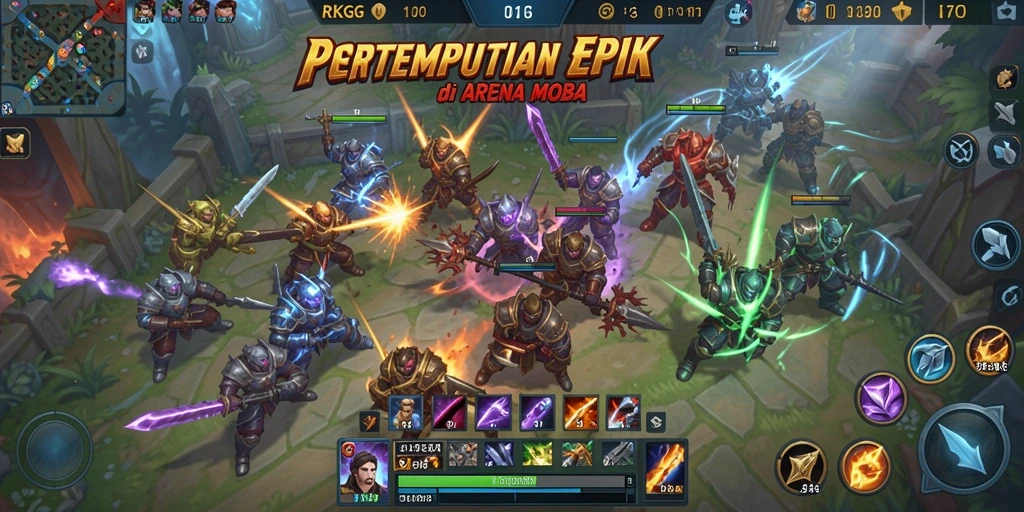Screenshot menarik dari gameplay RKGG yang menampilkan pertempuran seru di arena.