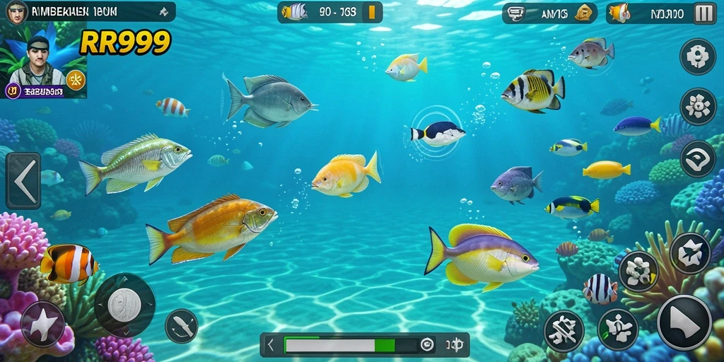 Tangkapan ikan seru dalam gameplay RR999.
