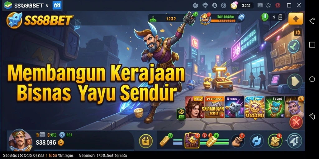 Tampilan utama gameplay SS88BET dengan berbagai opsi manajemen.