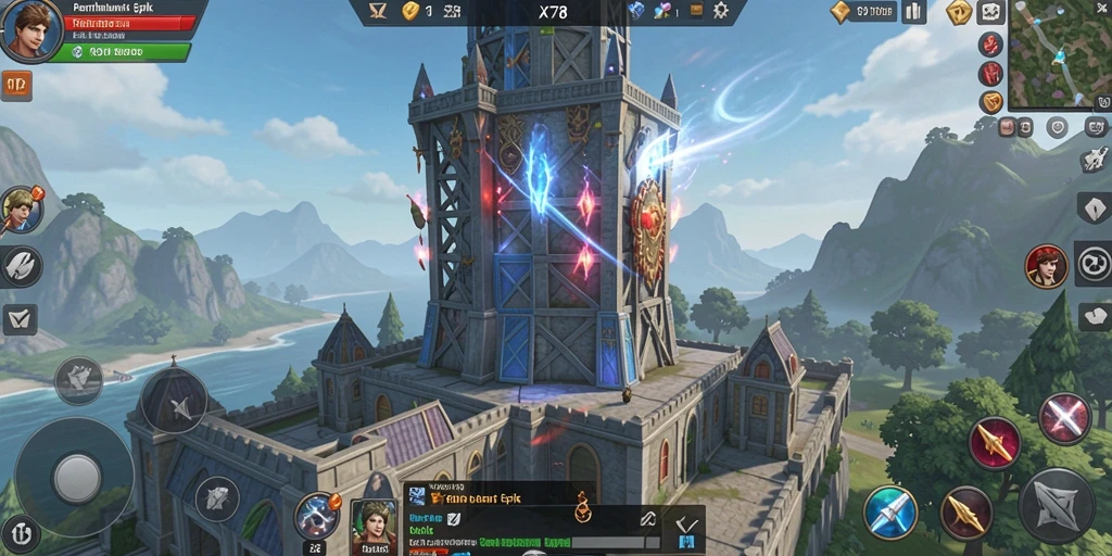 Tampilan gameplay X78 yang mendebarkan dalam peperangan Tower Defense.